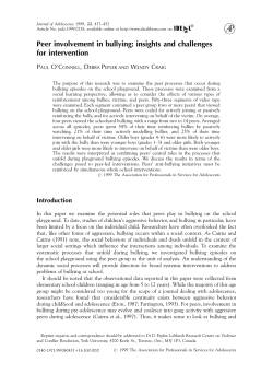 Peer involvement in bullying: insights and challenges