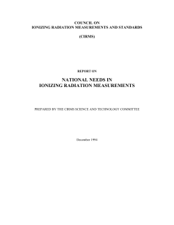 NATIONAL NEEDS IN IONIZING RADIATION MEASUREMENTS