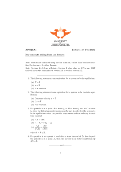 APM2EA1 Lecture 1 (7 Feb 2017) Key concepts arising from the