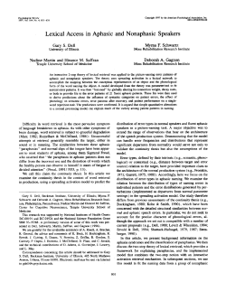 Lexical Access in Aphasic and Nonaphasic Speakers