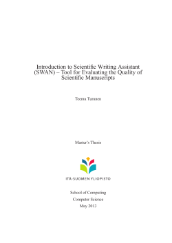 Introduction to Scientific Writing Assistant (SWAN)