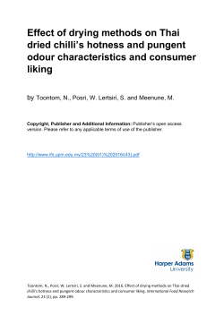 Effect of drying methods on Thai dried chilli`s hotness and pungent