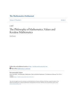 The Philosophy of Mathematics, Values and Keralese Mathematics