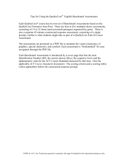 Tips For Using The English Benchmark Assessments