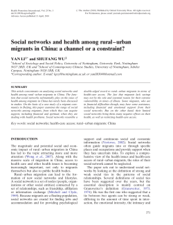 Social networks and health among rural&ndash;urban