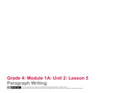 Grade 4: Module 1A: Unit 2: Lesson 5 Paragraph Writing