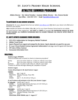 athletic summer program - St. Lucy`s Priory High School