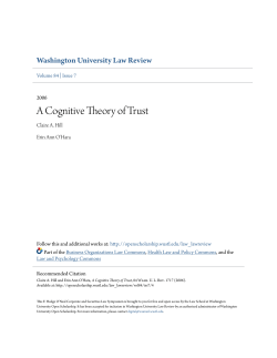A Cognitive Theory of Trust - Washington University Open Scholarship