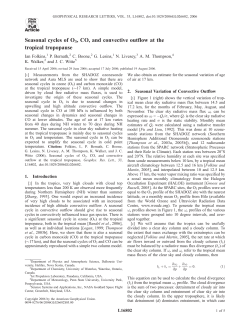 Seasonal cycles of O3, CO, and convective outflow at the tropical