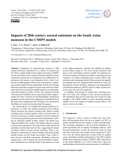 Impacts of 20th century aerosol emissions on the South Asian