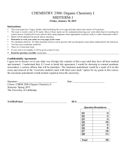 CHEMISTRY 2500: Organic Chemistry I MIDTERM-1