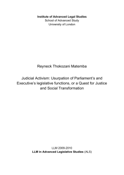 Reyneck Thokozani Matemba Judicial Activism: Usurpation of