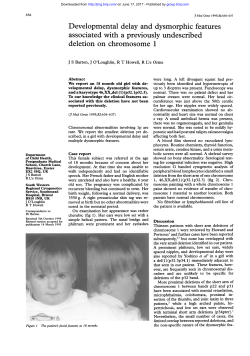 Developmental delay anddysmorphic features associated with a
