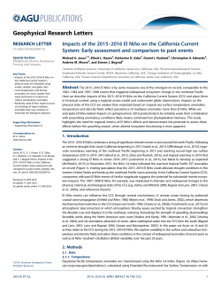 Impacts of the 2015&ndash;2016 El Ni&ntilde;o on the California Current System
