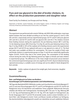 Pure and raw glycerol in the diet of broiler chickens, its effect on the