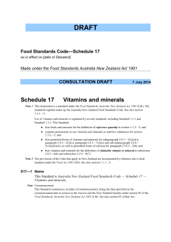 Schedule 17 Vitamins and minerals - Food Standards Australia New