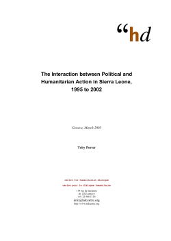 Toby Porter, “The Interaction between Political and Humanitarian