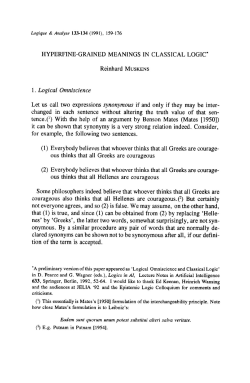 HYPERFINE-GRAINED MEANINGS IN CLASSICAL LOGIC . I