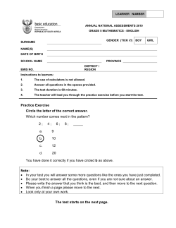 ANA Gr 5 Maths 2010