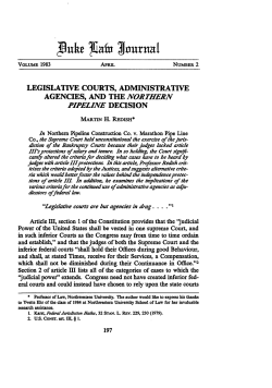 Legislative Courts, Administrative Agencies, and the Northern