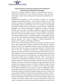 Compare Characters In Plays And Comment On The