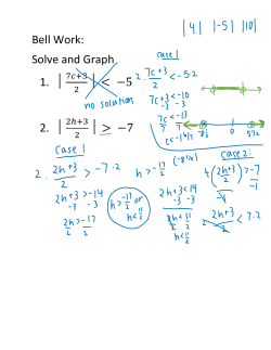Bell Work: Solve and Graph 1. 2. > &minus;7