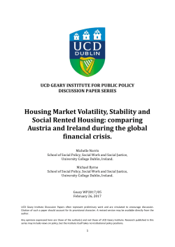 Housing Market Volatility, Stability and Social Rented Housing