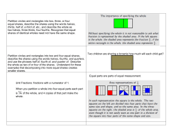 Partition circles and rectangles into two, three, or four equal shares