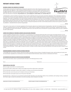 Initial Chiropractic Form