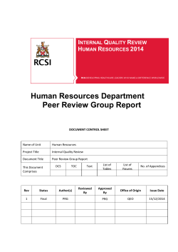 Human Resources Department Peer Review Group Report 2014/2015