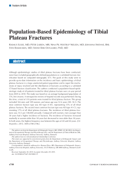 Population-Based Epidemiology of Tibial Plateau Fractures