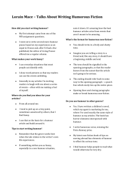 Lorain Mace &ndash; Talks About Writing Humorous Fiction