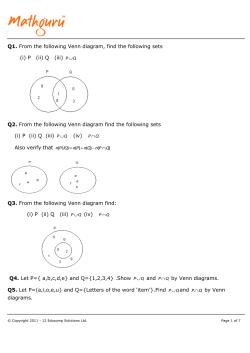 Q1. From the following Venn diagram, find the following