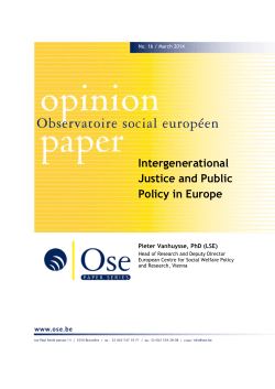Intergenerational Justice and Public Policy in Europe
