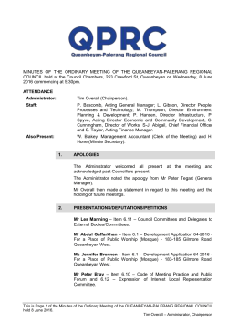 MINUTES OF THE ORDINARY MEETING OF THE QUEANBEYAN