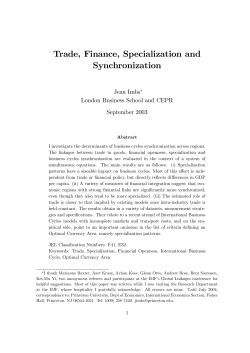 Trade, Finance, Specialization and Synchronization