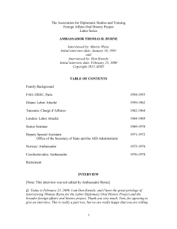 Byrne, Thomas - Association for Diplomatic Studies and Training