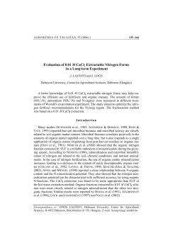 Evaluation of 0.01 M CaCl2 Extractable Nitrogen Forms in a Long