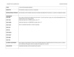 CALAMITY DAY LESSON PLAN LESSON PLAN ONE TOPIC Prime