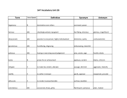 SAT Vocabulary Unit 2B Term Definition Synonym Antonym