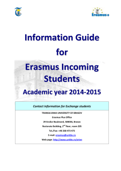 Information Guide for Erasmus Incoming Students