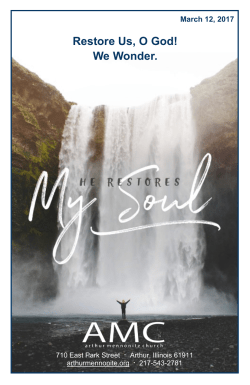 Restore Us, O God! We Wonder.