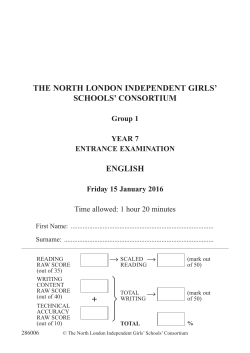 English January 2016 - Notting Hill and Ealing High School