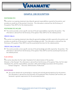 Job Description Methodology - Precision Machined Products