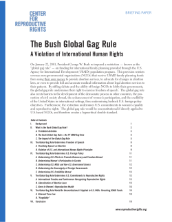 The Bush Global Gag Rule - Center for Reproductive Rights