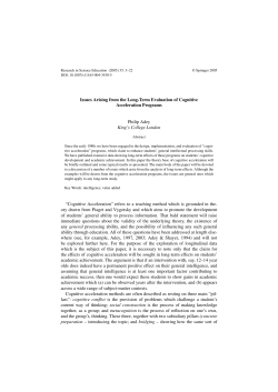 Issues Arising from the Long-Term Evaluation of Cognitive