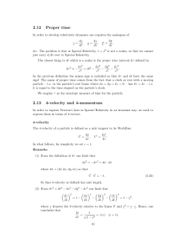 2.12 Proper time 2.13 4-velocity and 4-momentum