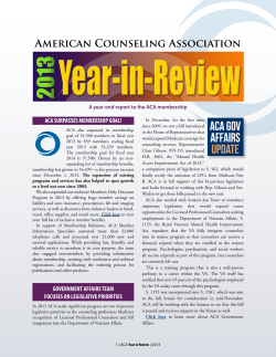 A year-end report to the ACA membership