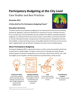 City Level PB Memo - Participatory Budgeting Project