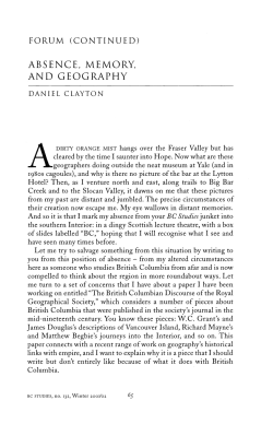 ABSENCE, MEMORY, AND GEOGRAPHY